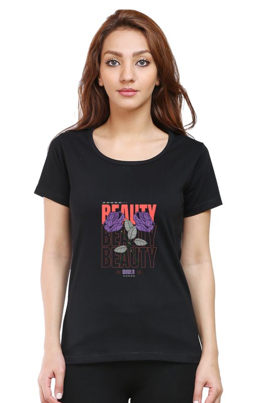 "Beauty" Round Neck T-Shirt For Women