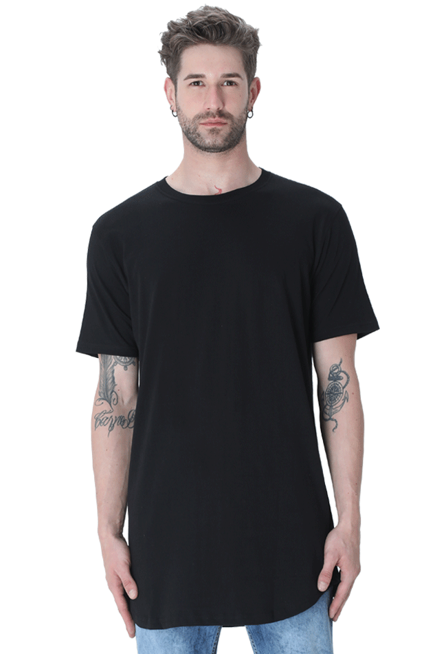 Longline Curved T-Shirt For Men