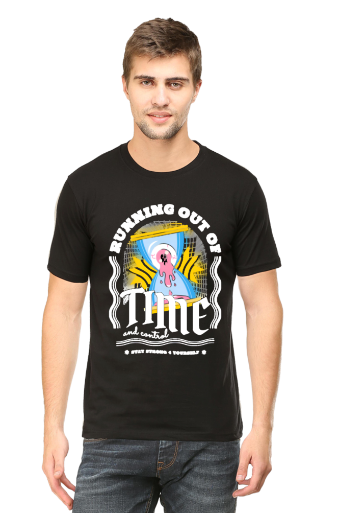 "Running Out Of Time" Round Neck T-Shirt For Men