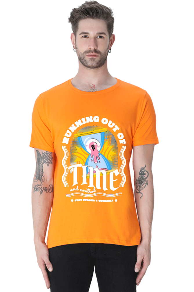 "Running Out Of Time" Round Neck T-Shirt For Men