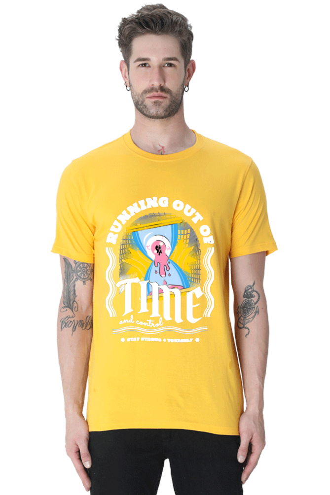 "Running Out Of Time" Round Neck T-Shirt For Men