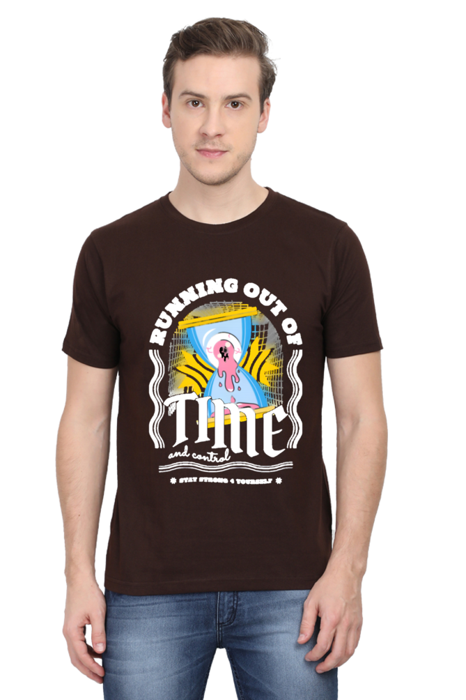 "Running Out Of Time" Round Neck T-Shirt For Men