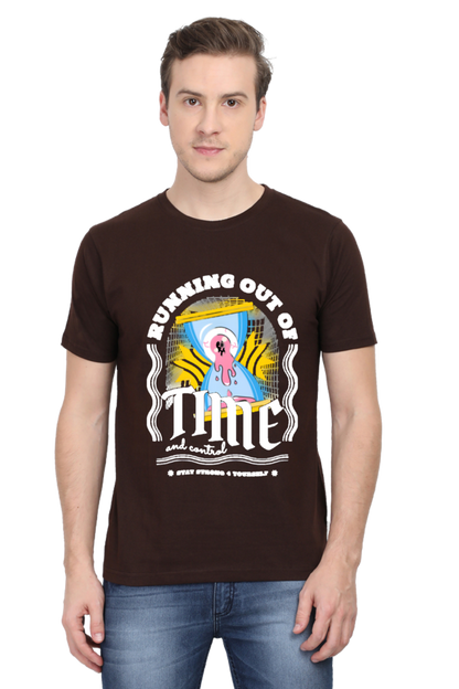 "Running Out Of Time" Round Neck T-Shirt For Men