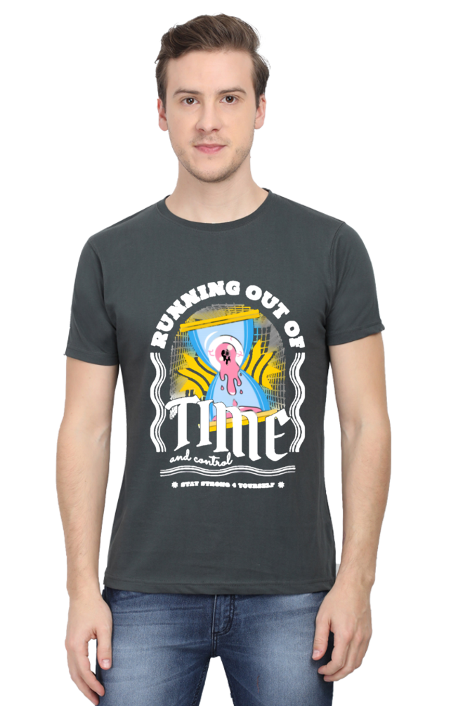 "Running Out Of Time" Round Neck T-Shirt For Men