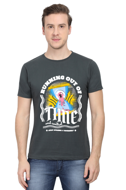 "Running Out Of Time" Round Neck T-Shirt For Men