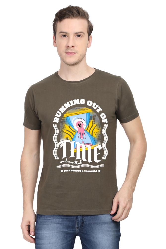 "Running Out Of Time" Round Neck T-Shirt For Men