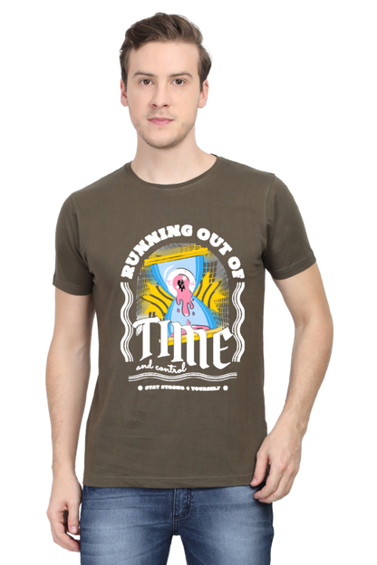 "Running Out Of Time" Round Neck T-Shirt For Men